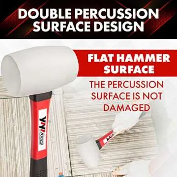 YIYITOOLS Rubber Hammer, 16oz rubber mallet With fiberglass Handle,white