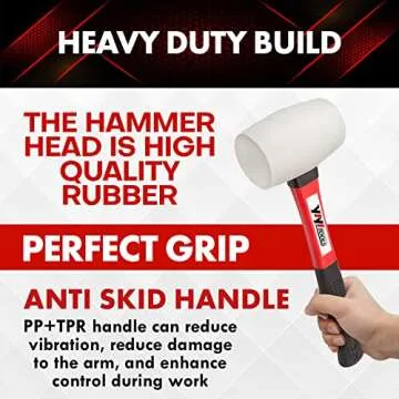 YIYITOOLS Rubber Hammer, 16oz rubber mallet With fiberglass Handle,white