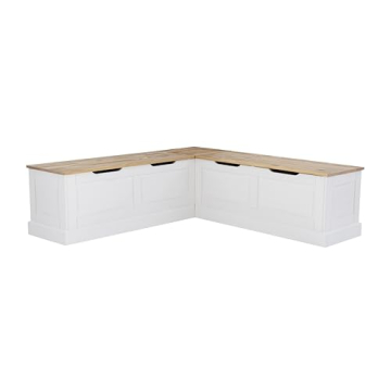 Linon Harris Natural and White Two Tone Backless Corner Breakfast Nook - Nook Only, Table is NOT Inc...
