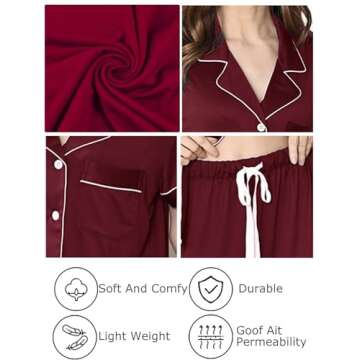 WJing Yi Jia Womens 3Pcs Pajama Sets Soft Pajamas Set Button Down Sleepwear Knitted Pjs XS-XXL Pj Lounge Set Bride Nightwear