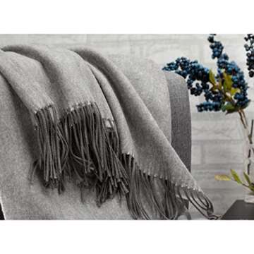 Spencer & Whitney Gray Wool Throw Blanket - Stylish & Lightweight