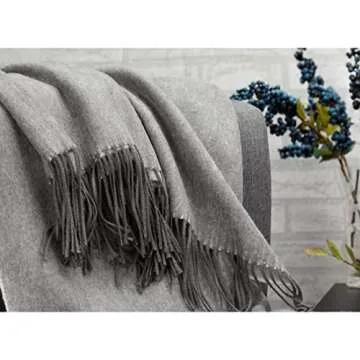 Spencer & Whitney Gray Wool Throw Blanket - Stylish & Lightweight