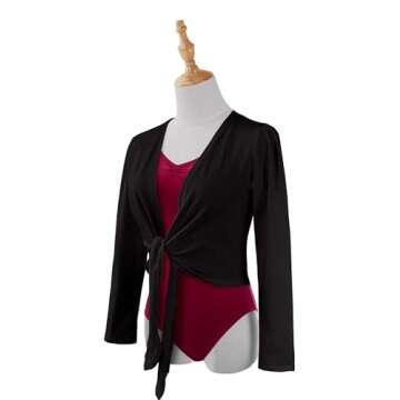 Daydance Girl's Women's Dance Top Wrap Cotton Cardigan Shrug Sweater for Ballet