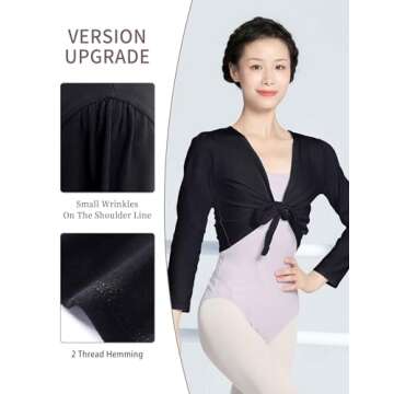 Daydance Girl's Women's Dance Top Wrap Cotton Cardigan Shrug Sweater for Ballet
