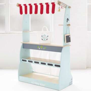 Le Toy Van - Honeybake Reversible Educational Pretend Wooden Grocery Store and Cafe Stand | Educatio...