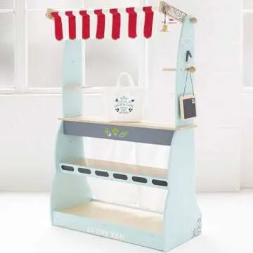 Le Toy Van - Honeybake Reversible Educational Pretend Wooden Grocery Store and Cafe Stand | Educatio...