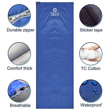 ECOOPRO Warm Weather Sleeping Bag - Lightweight, Waterproof, and Perfect for Camping & Hiking