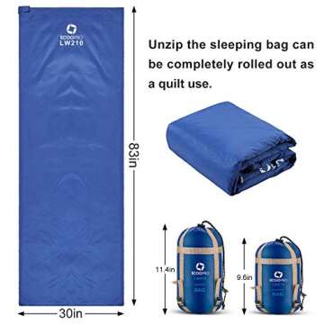 ECOOPRO Warm Weather Sleeping Bag - Compact & Waterproof Gear