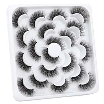 ALICROWN Fluffy Mink Lashes - 10 Pairs of Faux Eyelashes with 3D Volume