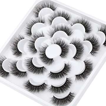 ALICROWN Fluffy Mink Lashes - 10 Pairs of Dramatic Volume