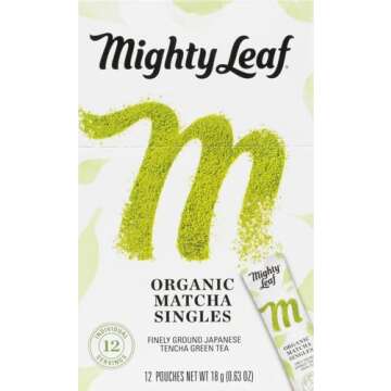 Mighty Leaf Tea, Organic Matcha Green Tea Powder - 100% Unsweetened Japanese Matcha, 12 Single Serve...