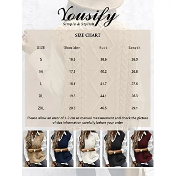 Yousify Vintage Beige Cable Knit Sweater Vest for Women