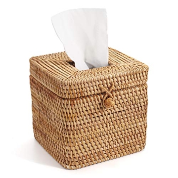 Rattan Square Tissue Box Cover Decorative Woven Tissue Holder