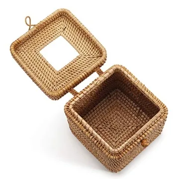 Rattan Square Tissue Box Cover Decorative Woven Tissue Holder