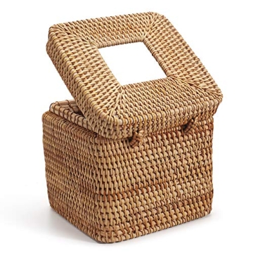 Rattan Square Tissue Box Cover Decorative Woven Tissue Holder