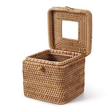 Rattan Square Tissue Box Cover Decorative Woven Tissue Holder