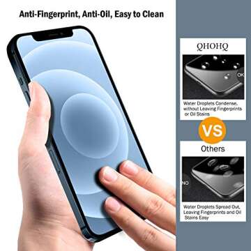 QHOHQ 3 Pack Screen Protector for iPhone 12 Pro Max 6.7" with 2 Pack Tempered Glass Camera Lens Protector, Ultra HD, 9H Hardness, Scratch Resistant, Easy Install - Case Friendly