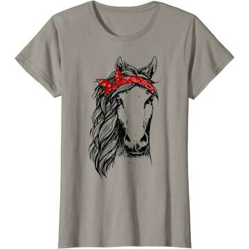 Horse Bandana T Shirt for Equestrian Lovers
