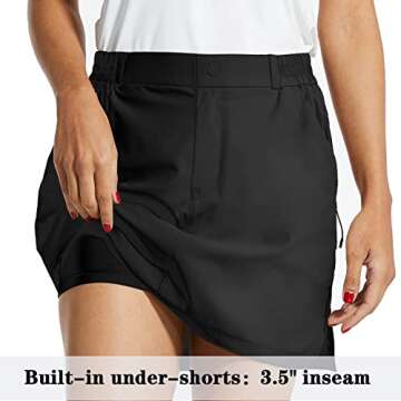 BALEAF Womens Skirt, Golf Skorts 4 Pockets 15" UPF 50+ Athletic Skirt Quick Dry Lightweight for Tennis,Hiking,Everyday Casual, Large, 03-black