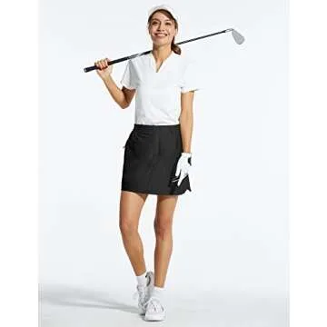 BALEAF Womens Skirt, Golf Skorts 4 Pockets 15" UPF 50+ Athletic Skirt Quick Dry Lightweight for Tennis,Hiking,Everyday Casual, Large, 03-black