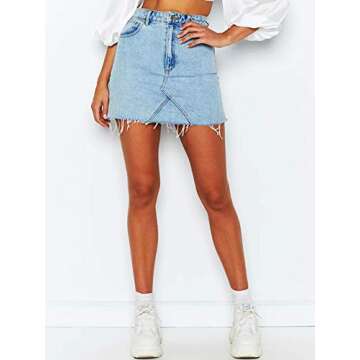 Trendy Jean Skirts for Women Denim Mini Skirt