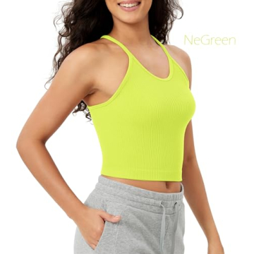 ODODOS Women's Seamless Crop Tank Tops 3-Pack