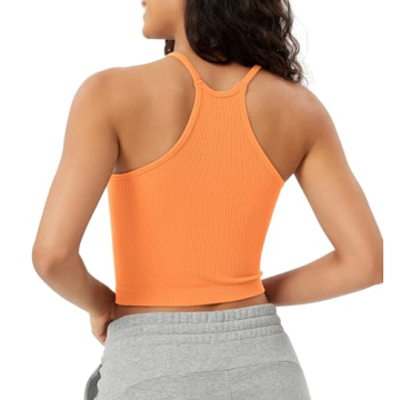 ODODOS Women's Seamless Crop Tank Tops 3-Pack