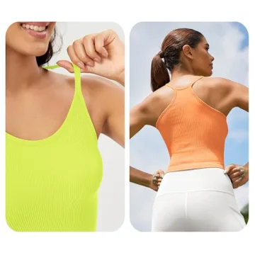 ODODOS Women's Seamless Crop Tank Tops 3-Pack