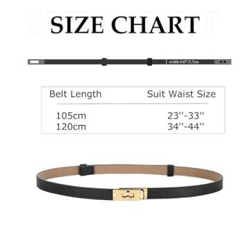Horsopia Women Black Skinny Leather Belt Adjustable Thin Fashion