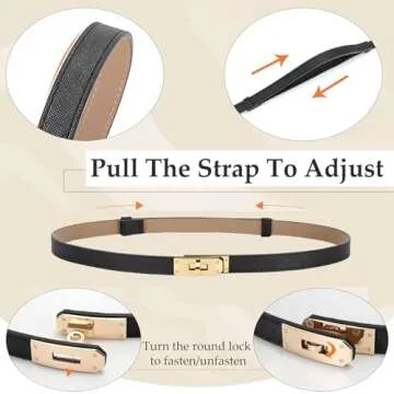 Horsopia Women Black Skinny Leather Belt Adjustable Thin Fashion