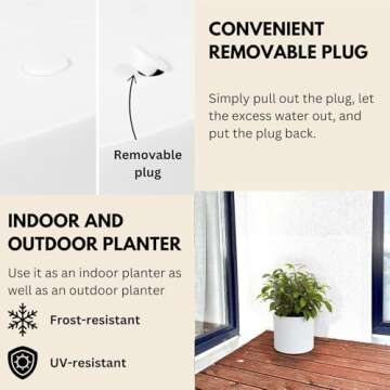 Fox & Fern Lightweight 8 Inch Plant Pot for Indoor & Outdoor Use