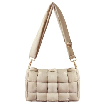 NAARIIAN Puffer Woven Bag Crossbody Purse for Women Padded Cassette Shoulder Bags Trendy Handbags Me...