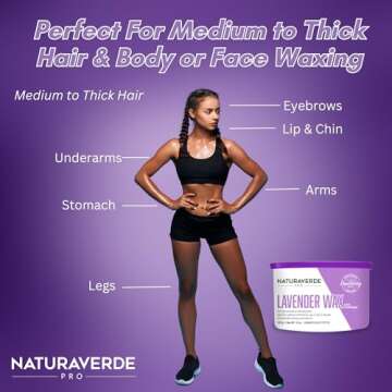 NaturaverdePro Lavender Soft Wax for Body and Facial Hair Removal, Wax Hair Remover for Women, All Skin Types, Formulated with Soothing Chamomile - 14oz