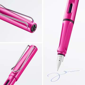 LAMY safari pink - Fountain Pen with ergonomic grip & polished Left-Handed steel nib (LH) in size M ...