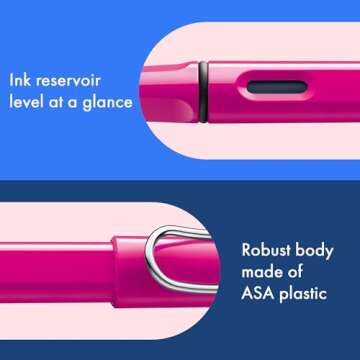 LAMY safari pink - Fountain Pen with ergonomic grip & polished Left-Handed steel nib (LH) in size M - ideal for any Writing & Calligraphy - including LAMY T 10 blue cartridge