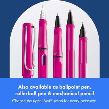 LAMY safari pink - Fountain Pen with ergonomic grip & polished Left-Handed steel nib (LH) in size M - ideal for any Writing & Calligraphy - including LAMY T 10 blue cartridge