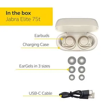 Jabra Elite 75t Earbuds – True Wireless Earbuds with Charging Case, Gold Beige – Active Noise Ca...