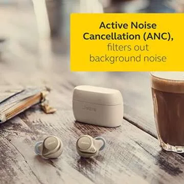 Jabra Elite 75t Earbuds – True Wireless Earbuds with Charging Case, Gold Beige – Active Noise Cancelling Bluetooth Earbuds with a Comfortable, Secure Fit, Long Battery Life, Great Sound