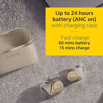 Jabra Elite 75t Earbuds – True Wireless Earbuds with Charging Case, Gold Beige – Active Noise Cancelling Bluetooth Earbuds with a Comfortable, Secure Fit, Long Battery Life, Great Sound