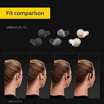 Jabra Elite 75t Earbuds – True Wireless Earbuds with Charging Case, Gold Beige – Active Noise Cancelling Bluetooth Earbuds with a Comfortable, Secure Fit, Long Battery Life, Great Sound