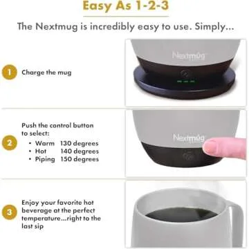 Nextmug - Temperature-Controlled, Self-Heating Coffee Mug (Almond 14 oz.)