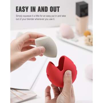 FERYES Makeup Sponge Holder – Shatterproof Eco-Friendly Silicone Beauty Make Up Blender Case for T...