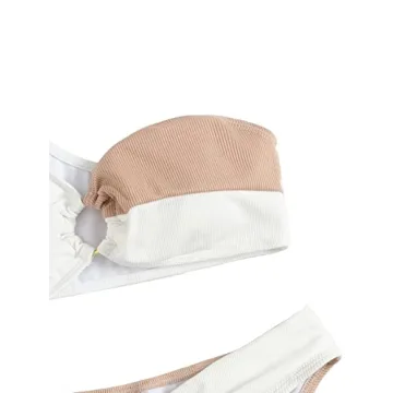 Stylish One Shoulder Color Block Bikini for Women