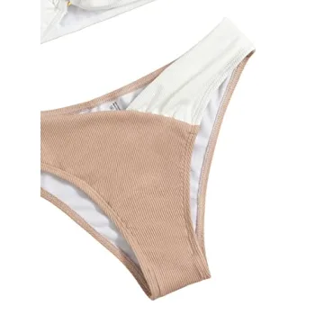 Stylish One Shoulder Color Block Bikini for Women