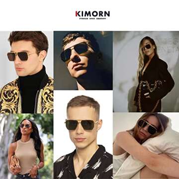 KIMORN Retro Oversized Polarized Sunglasses for Men & Women