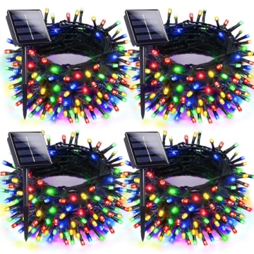 4pk Multi-Colored Solar Christmas Lights Outdoor Waterproof, 400 LED 132 FT Solar Powered LED String...