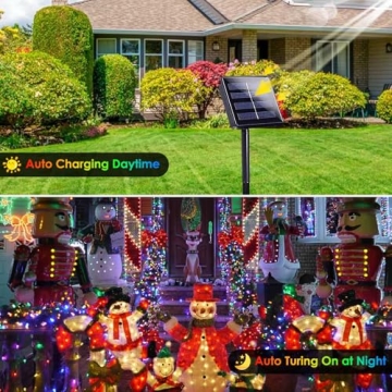 4pk Multi-Colored Solar Christmas Lights Outdoor Waterproof, 400 LED 132 FT Solar Powered LED String Lights Green Wire with 8 Modes, Solar Fairy Lights for Xmas Tree Party Wedding Garden Decorations
