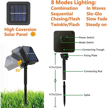 4pk Multi-Colored Solar Christmas Lights Outdoor Waterproof, 400 LED 132 FT Solar Powered LED String Lights Green Wire with 8 Modes, Solar Fairy Lights for Xmas Tree Party Wedding Garden Decorations