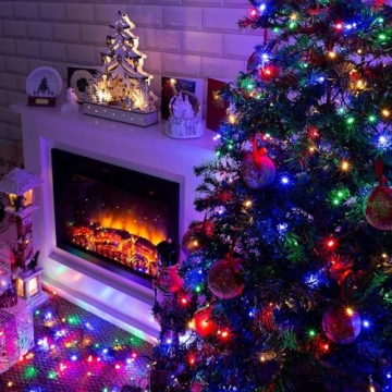 4pk Multi-Colored Solar Christmas Lights Outdoor Waterproof, 400 LED 132 FT Solar Powered LED String Lights Green Wire with 8 Modes, Solar Fairy Lights for Xmas Tree Party Wedding Garden Decorations