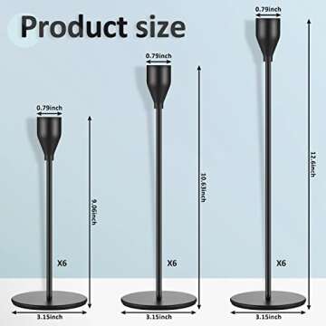 Set of 18 Candlestick Holders Metal Tall Taper Candle Holders for Table Centerpiece Modern Decorativ...